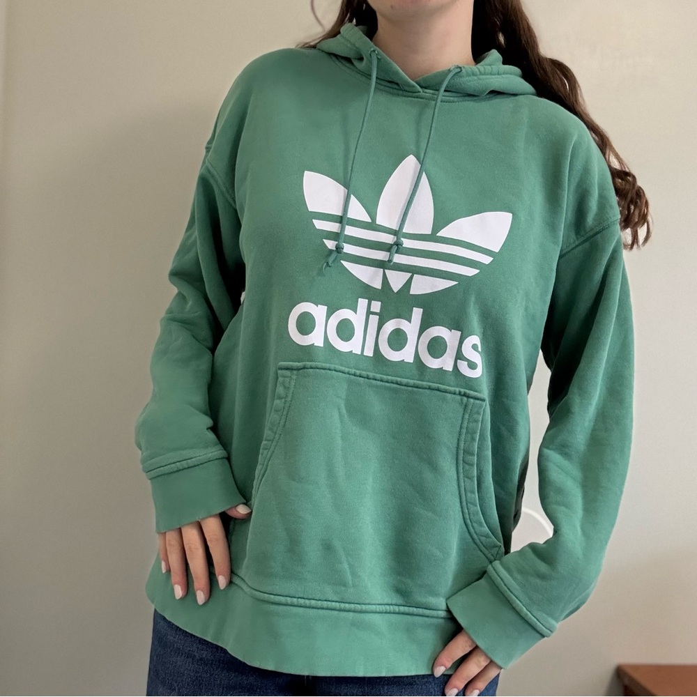 Adidas Women's Green Logo Hoodie